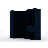 Manhattan Comfort 110GMC4 Mulberry Open 2 Sectional Modern Corner Wardrobe Closet with 2 Drawers- Set of 2 in Tatiana Midnight Blue